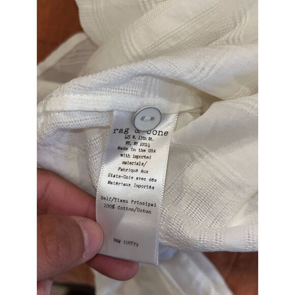 Rag & Bone White Off-Shoulder Cotton Pullover Long Sleeve Blouse Women's Size XS - Picture 6 of 7